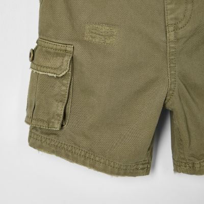 Mini boys khaki green cargo shorts